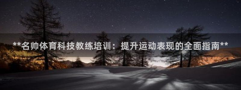 尊龙官网免费下载安装：**名帅体育科技教练培训：提升